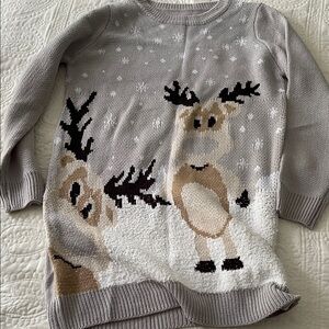SHEIN Gray and Tan Reindeer Sweater Small